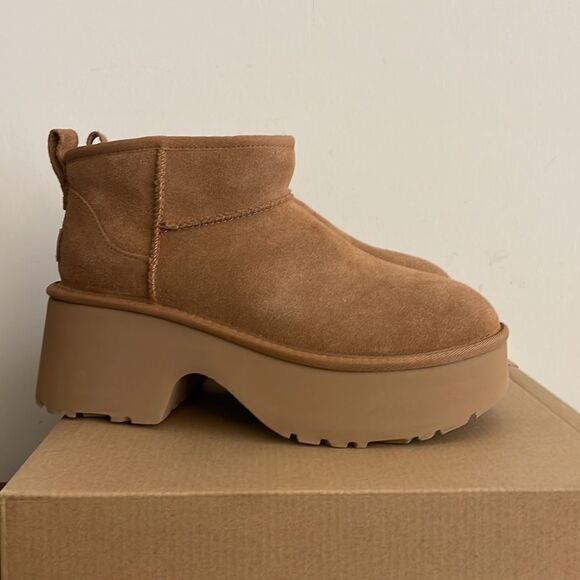 UGG Classic Ultra Mini New Heights Boots Chestnut USA Women Size 11/UK 9/EU 42 - Picture 8 of 12